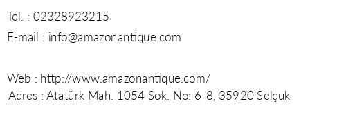 Amazon Antique Hotel telefon numaralar, faks, e-mail, posta adresi ve iletiim bilgileri